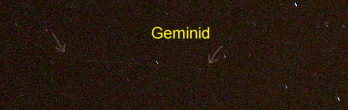 Horizontal streak is the Geminid meteor, the rest are stars.