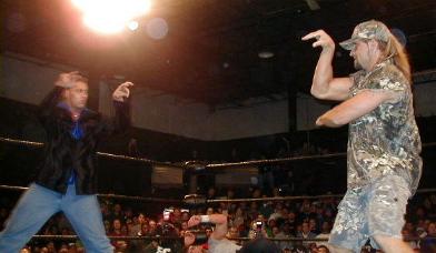 Cham Pain as Puck Dupp squaring off against Chris Chetti from the ECW Arena in October 99