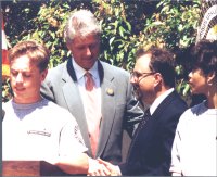 President Clinton presents John Andrews with the 1995 Presidents Service Award