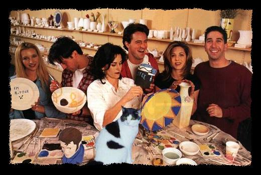 Hazel and the cast of Friends