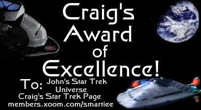 Excellence award from Craig's Star Trek Page