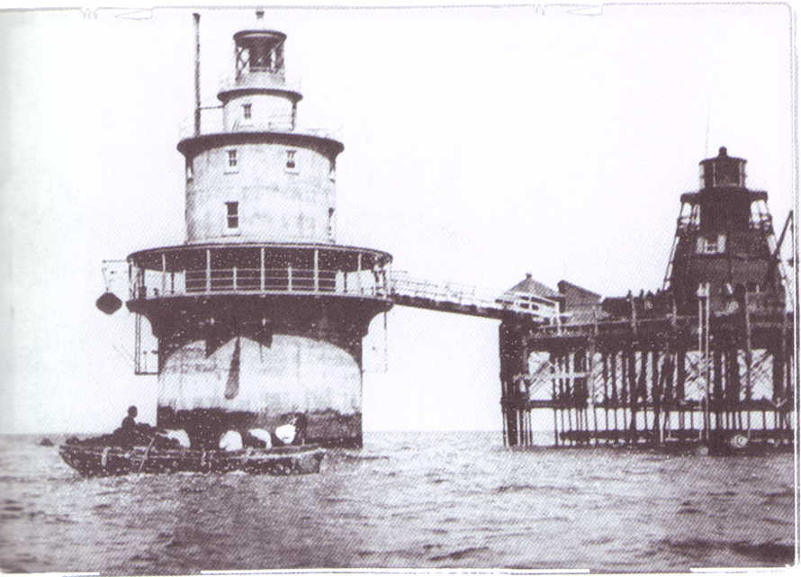 Brandywine Lighthouse - The Wooden Tower Was Soon Torn Down After This Picture Was Taken.