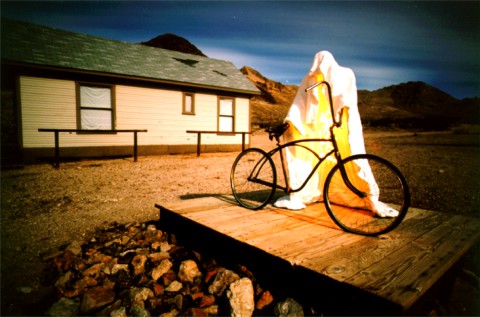Robe and Bicycle Under the Full Moon