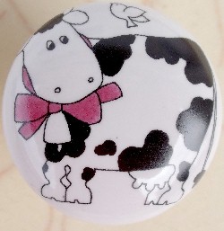 CERAMIC CABINET KNOB  HOLSTEIN COW HOLSTIEN