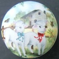 CERAMIC CABINET KNOB  2 lambs sheep