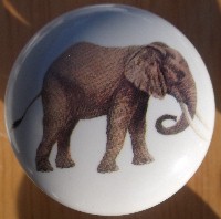 CERAMIC CABINET KNOB KNOBS  WILDLIFE ELEPHANT 