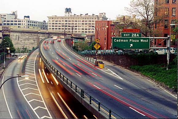 BQE exit for Cadman Plaza Looking North