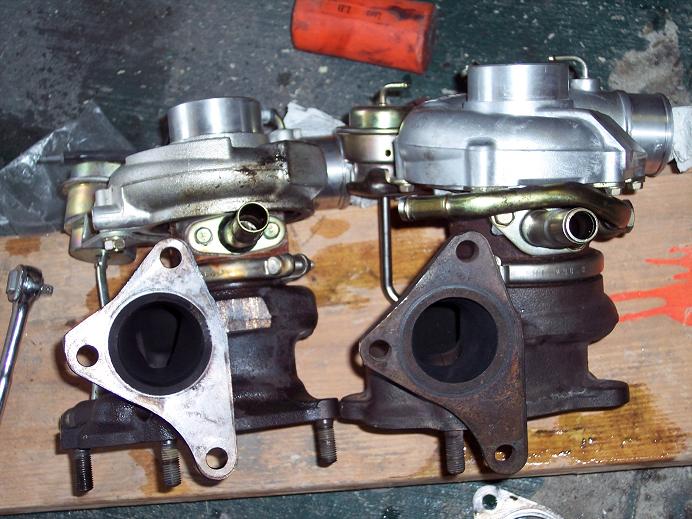 VF39 STi turbocharger onto your WRX/Forester: Comparison picture between the Forester/WRX turbo and the VF39.