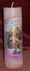 Holy Family decorated candle