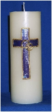 #W01 Cross with gold trim, two gold wax rings $15.00 retail