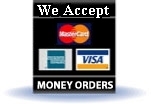 we accept Master card, Visa, American Express card and money orders.