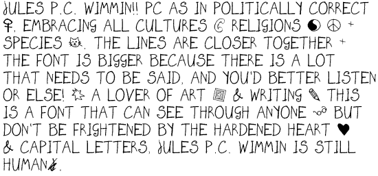 JULES P.C. WIMMIN font sample