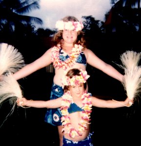 Here's me and Annie when we were hula dancers in Hawaii...1981 again