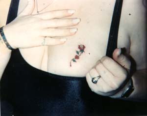 My tattoo, right after I got it, fall 1988 (notice the spandex outfit?)