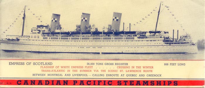 Canadian Pacific blotter depicting Empress of Scotland