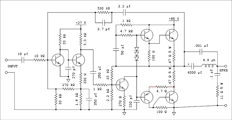 D1047 Amplifier Circuit -    Schematic Diagram - D1047 Amplifier Circuit
