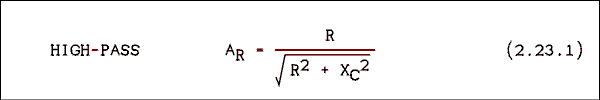  A sub R = R over square root of R squared plus X sub C squared