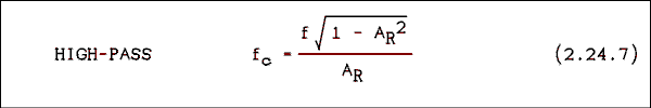  f sub c = square root of 1 minus A sub R squared end square root over f times A sub R.