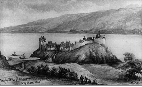 A Clan Grant pencil sketch of Urquhart Castle as it may have appeared 