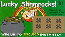 gamble gambling funny joke lottery ticket lucky shamrock pot of gold leprechan mega millions scratch ticket card