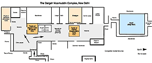 Click for larger map of the dargah complex
