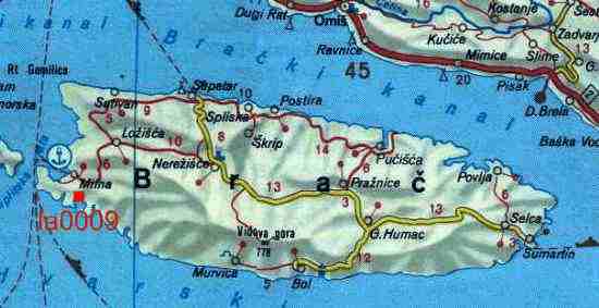 karta otoka braca Zemljista karta otoka braca