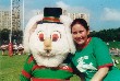 Our favourite rabbit, Reggie, with Denise's daughter, Cherie - Legends of League Oz Tag 3/2/01