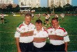 Left to right - Ron Coote, George Piggins & Gary Stevens at Legends of League Oz Tag 3/2/01