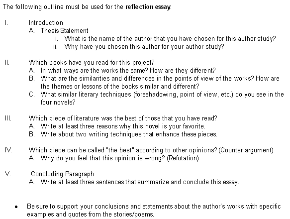 Self reflection essay structure