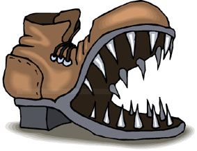 Boots with sharp teeth