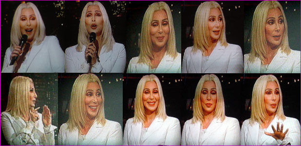 Photo Layout of Cher on David Letterman 2/27/02