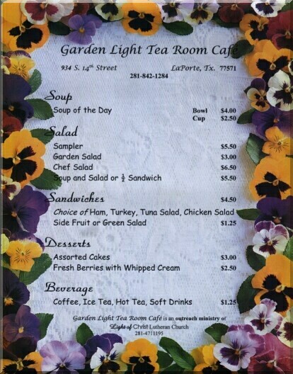 Welcome to The Garden Light Tea Room - Menu - 