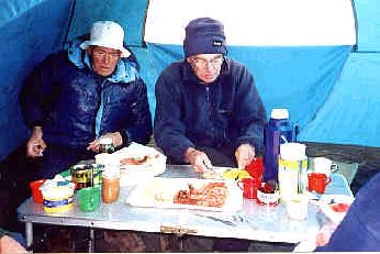Meal in mess tent