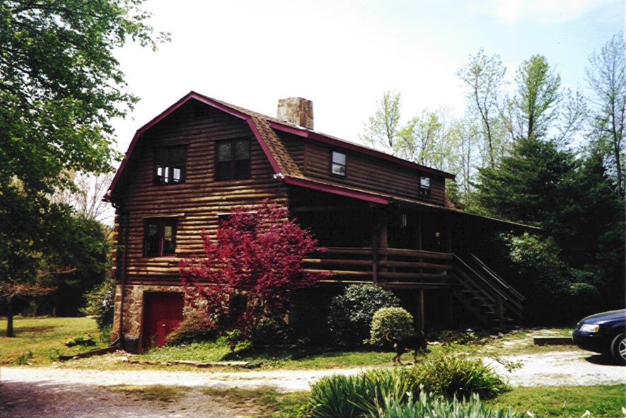 Log home in the spring