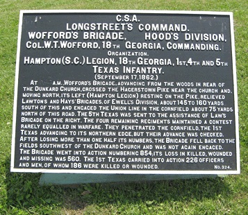 Wofford's Brigade Marker at Antietam Battlefield