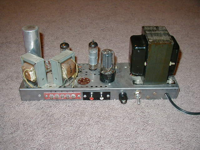Single Ended 6BQ5 Stereo amplifier rear.