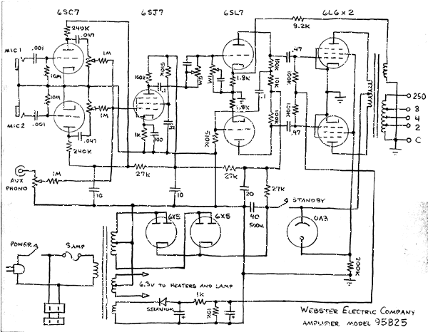 Schematic of Webster Model 95B25.  Click here for a larger diagram.