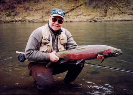 Phil Jahn with a beautiful 38 in. Steelhead caught on the South fork of the Salmon River, Idaho