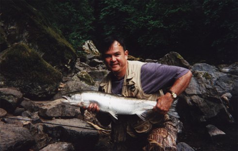John Moss of Lacey, Washington with a chrome bright Winter Run Steelhead he hooked in the Kalama this fall.