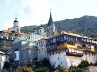 Panteleinonos Monastery north view from harbor