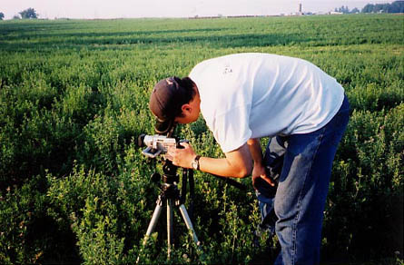 Erik Woods sets up the camera for the last shot of the picture.
