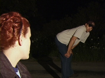 [Director Erik Woods give Jen Woods some instructions during the grueling night shoot in Binbrook]