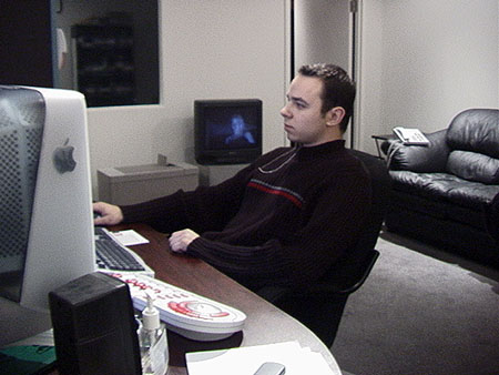 [A shot of Erik Woods editing Three on a Match in the HBC Digital Media Studios]