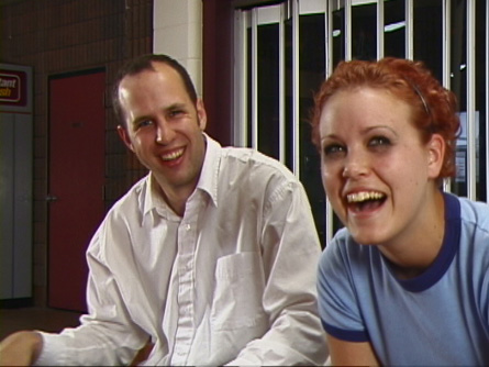 [Kris Nichols and Jen Woods have a laugh between takes]