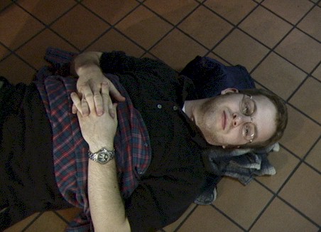 [Actor Scott Harris has a rest]