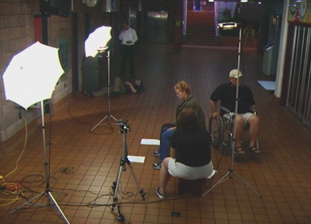 [The set for the train station at Mohawk College in Hamilton]