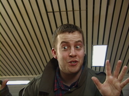 [THE STRANGER harasses THE MAN and THE GIRL.]