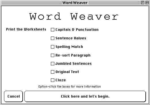screendump of Word Weaver