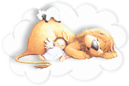 angel durmiendo sobre le&oacute;n