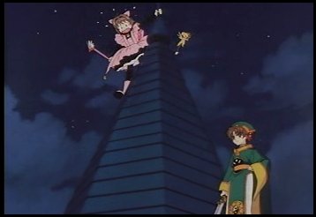 Syaoran arrived when Sakura was trying to capture the clow card